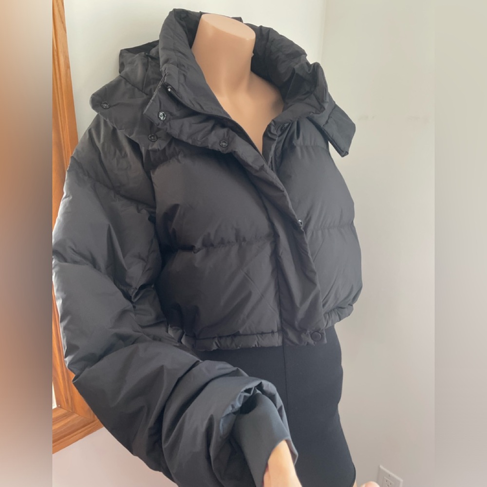 22”PTP 🎁 Sz 12 NWT Wunder Puff coat removable hood down crop super crop - Picture 1 of 14